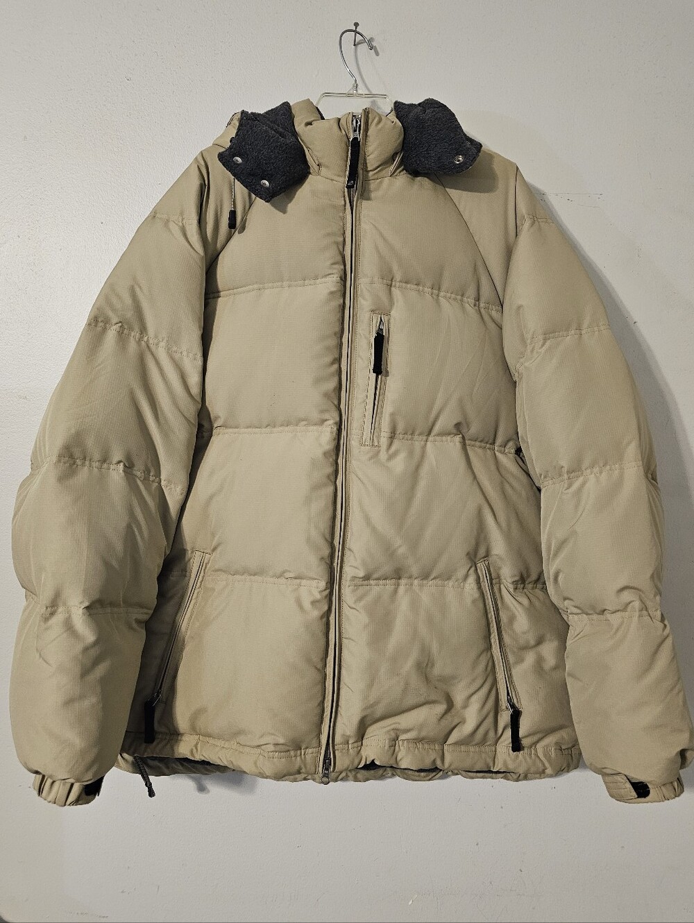 Vintage Beige Old Navy Down Puffer Parka Hooded Full-Zip Jacket Men's Size: XXL